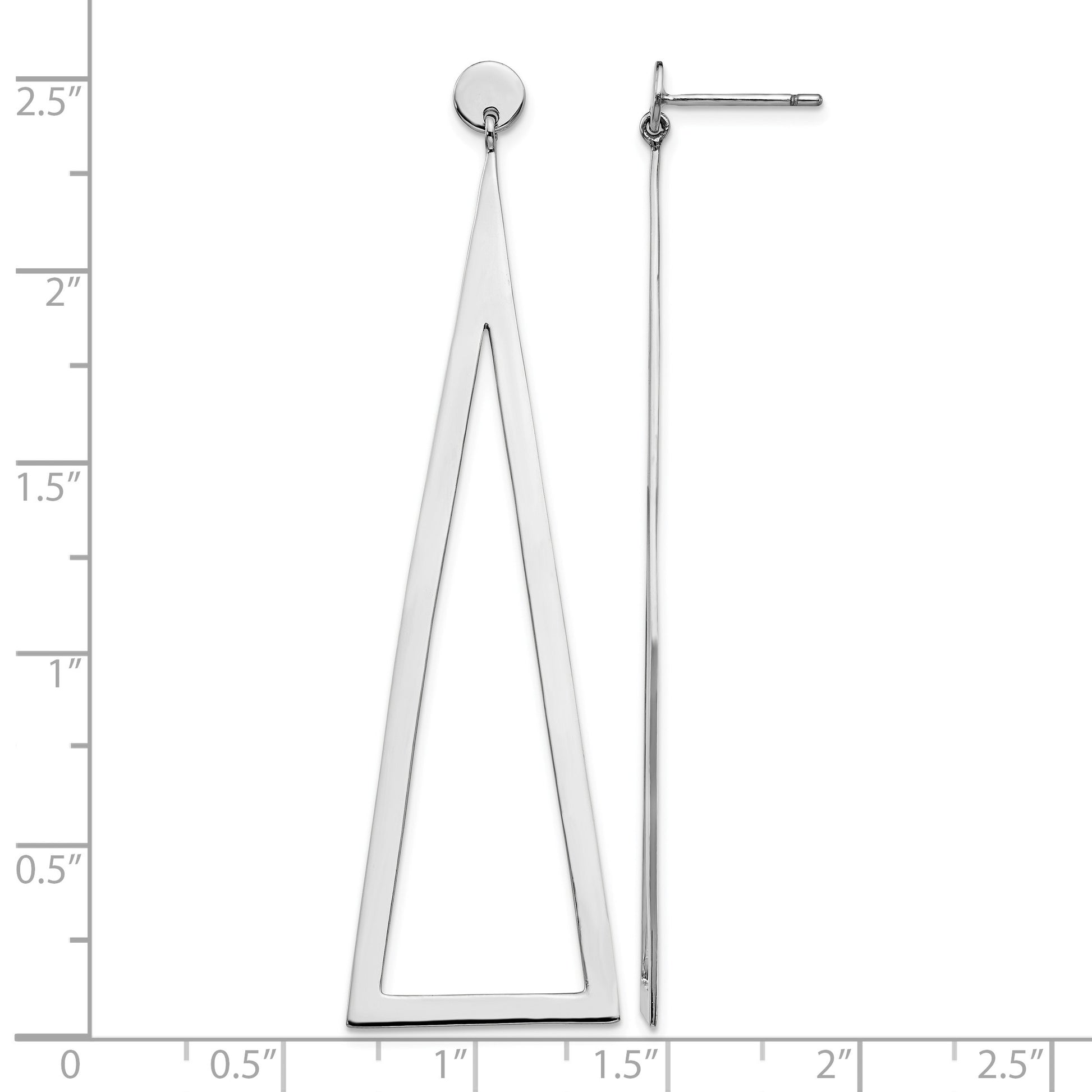 Sterling Silver Rhodium-plated Polished Triangle Post Dangle Earrings