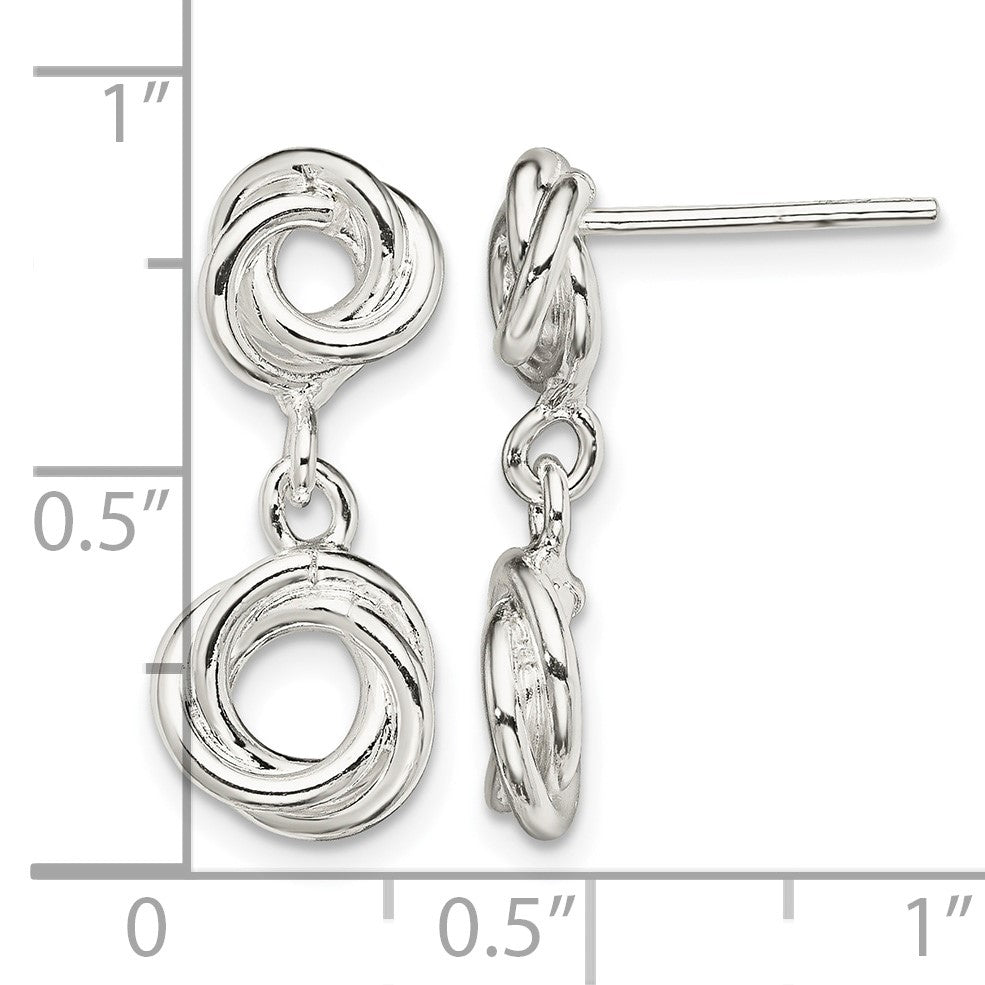 Sterling Silver Rhodium-plated Knot Polished Dangle Earrings
