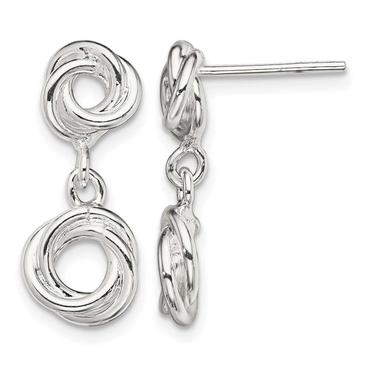 Sterling Silver Rhodium-plated Knot Polished Dangle Earrings