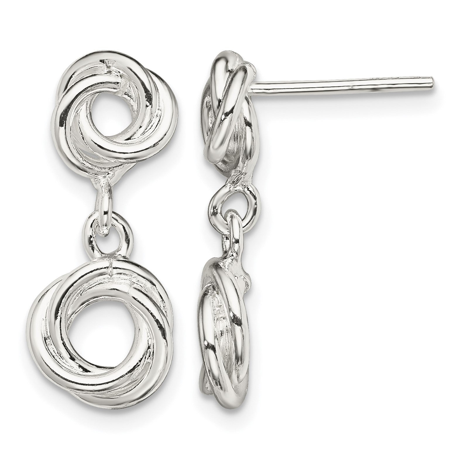 Sterling Silver Rhodium-plated Knot Polished Dangle Earrings