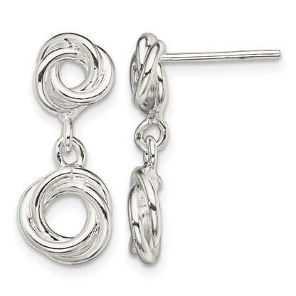 Sterling Silver Rhodium-plated Knot Polished Dangle Earrings