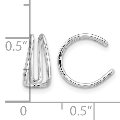 Sterling Silver Rhodium-plated Polished Adjustable Pair of Cuff Earrings
