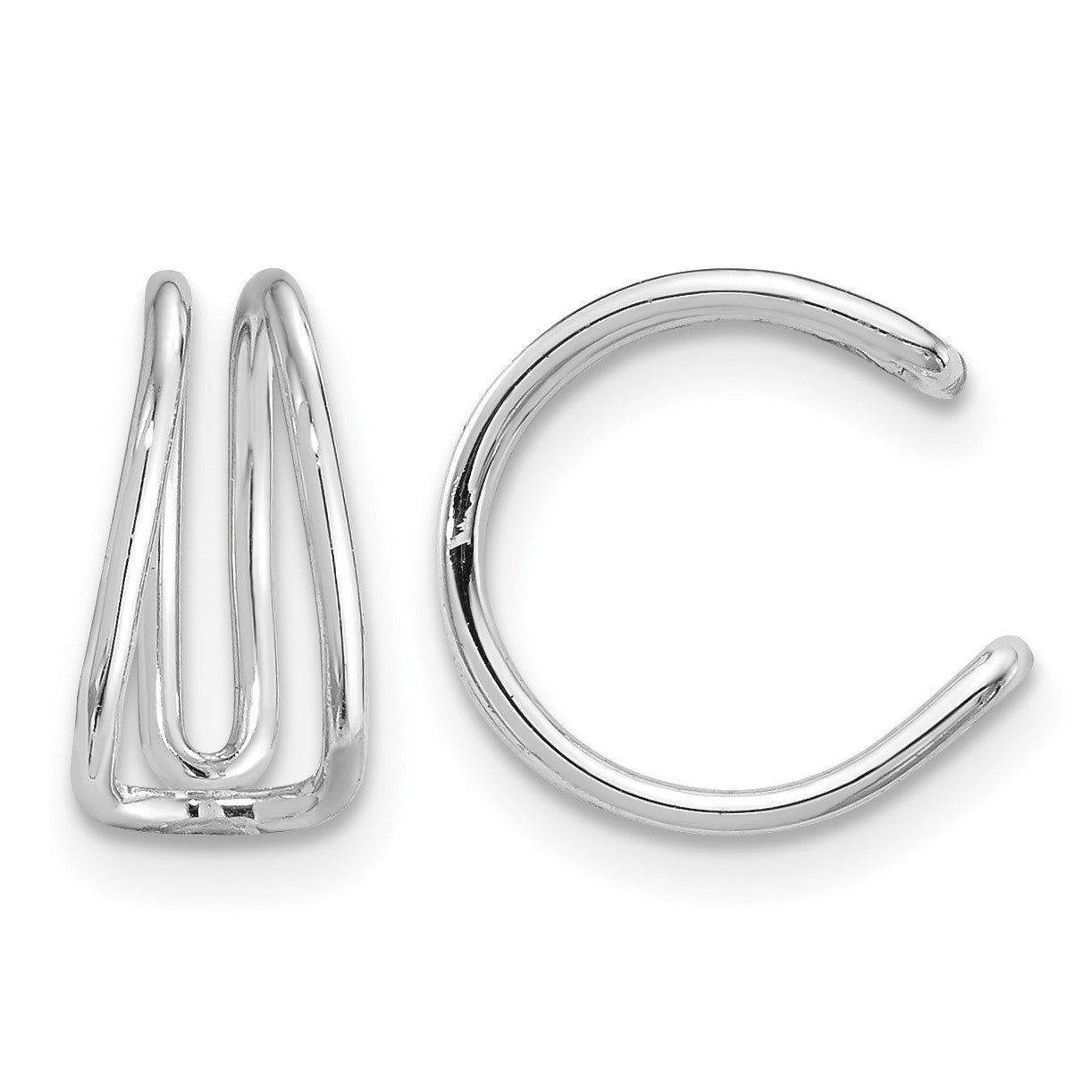Sterling Silver Rhodium-plated Polished Adjustable Pair of Cuff Earrings