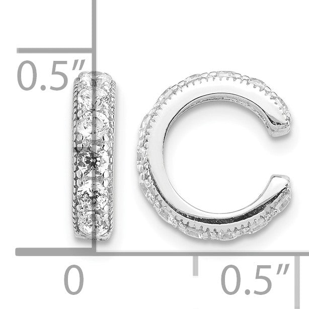Sterling Silver Rhodium-plated Polished CZ Pair of Cuff Earrings