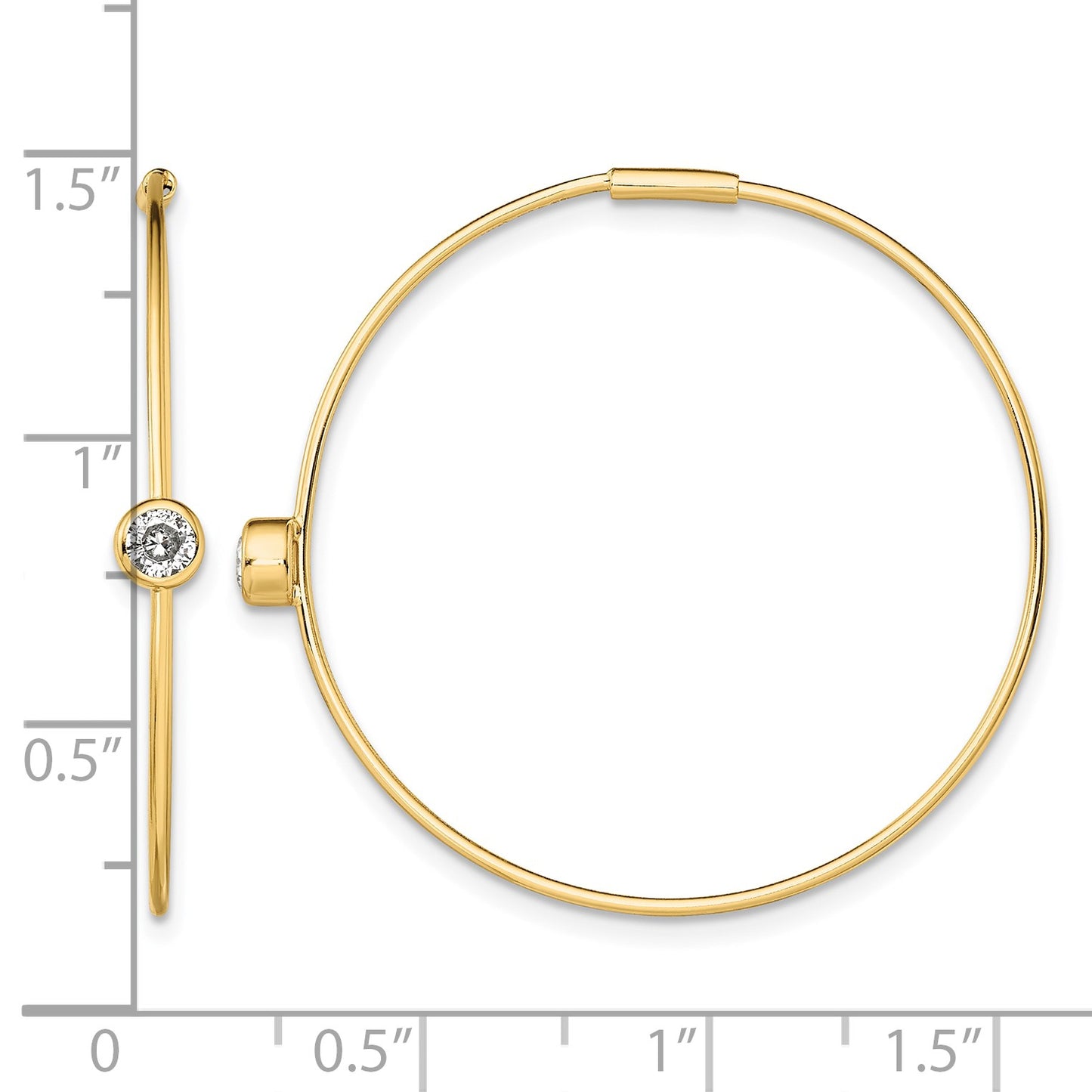 Sterling Silver Gold-tone Polished CZ Bezel Endless Round Hoop Earrings