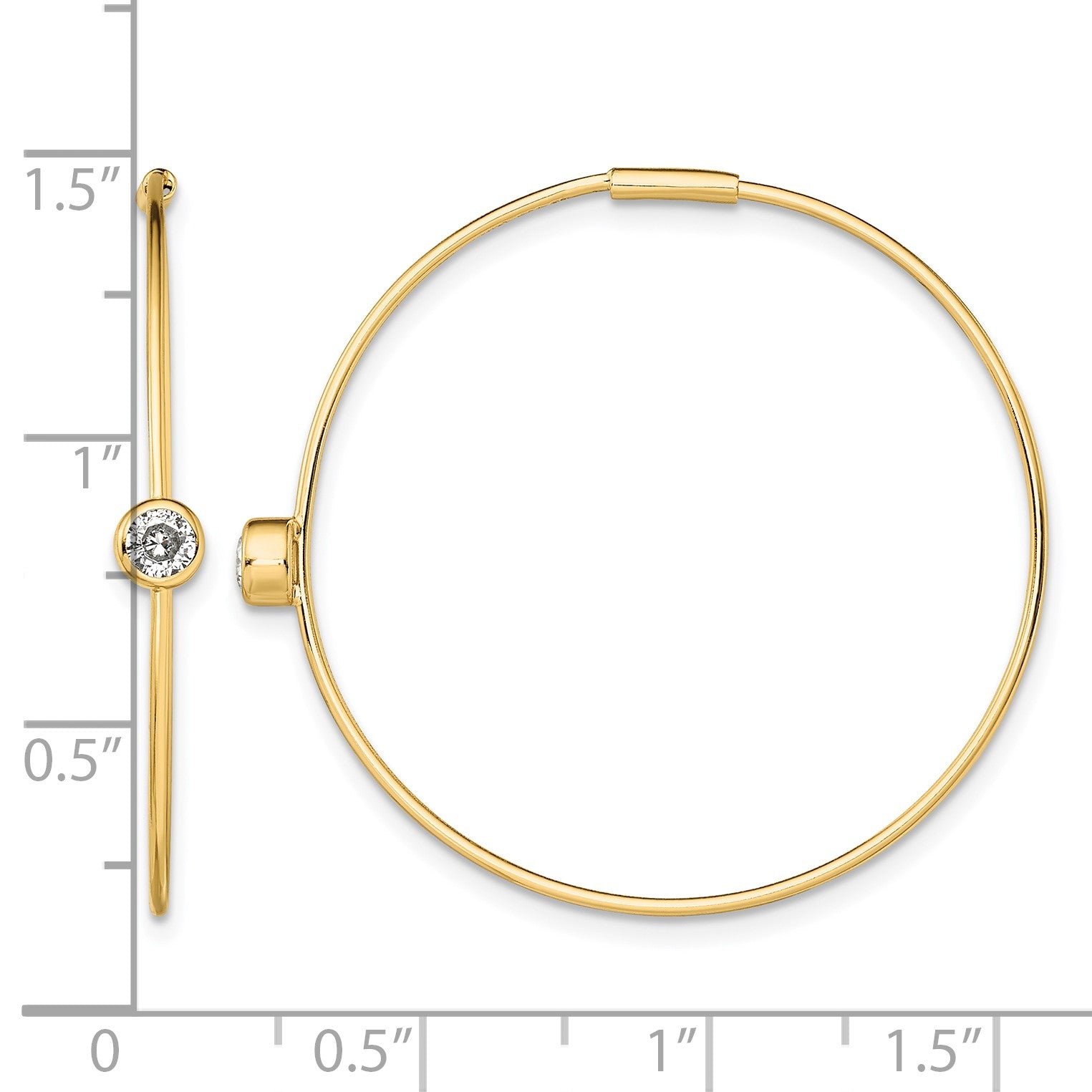 Sterling Silver Gold-tone Polished CZ Bezel Endless Round Hoop Earrings
