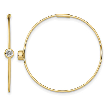 Sterling Silver Gold-tone Polished CZ Bezel Endless Round Hoop Earrings
