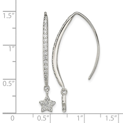 Sterling Silver Polished CZ Star Threader Earrings