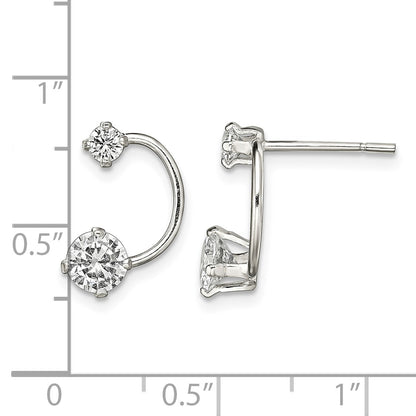 Sterling Silver Polished CZ Half-Circle Post Earrings