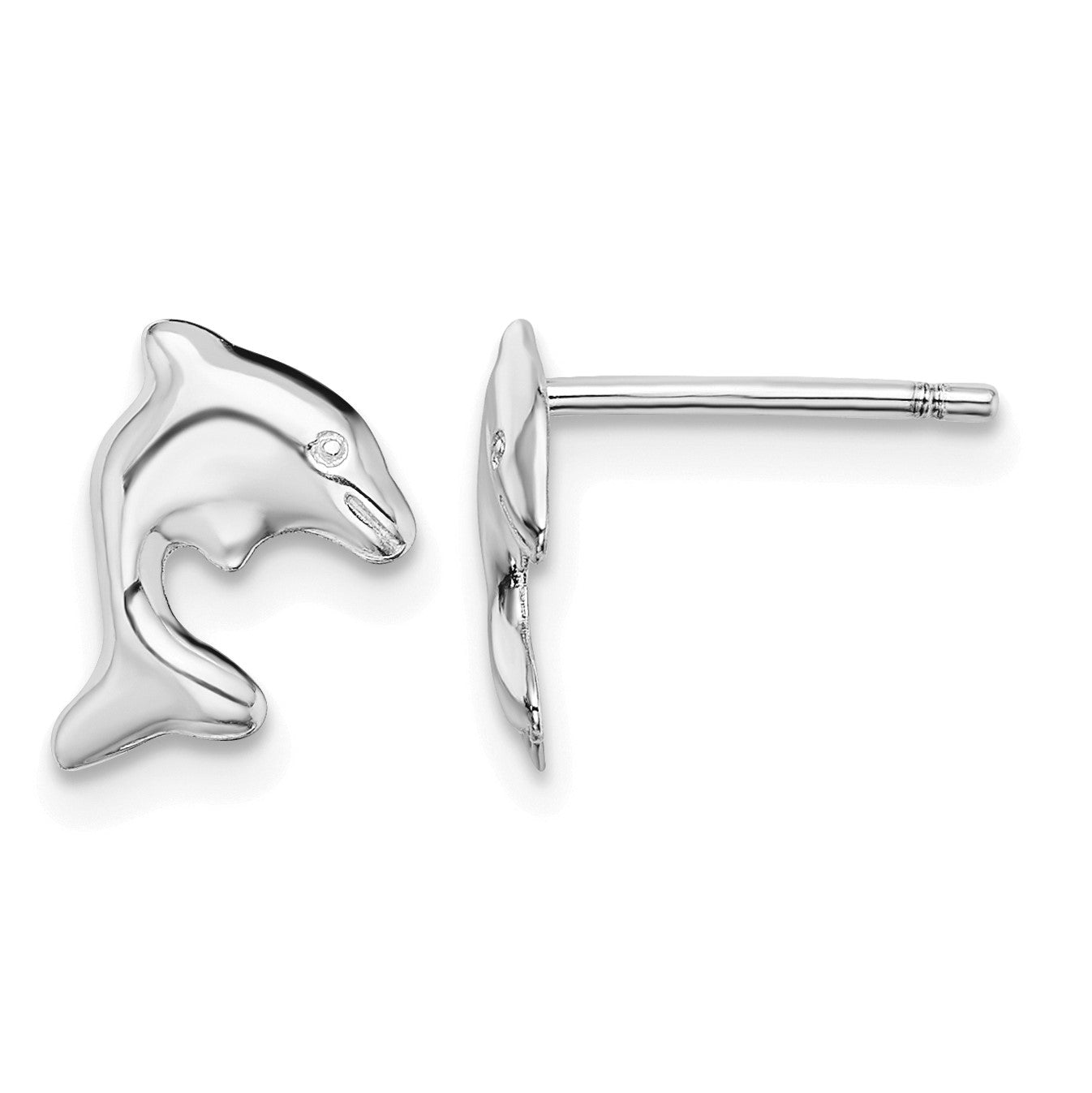 Sterling Silver Rhodium-plated Dolphin Stud Earrings