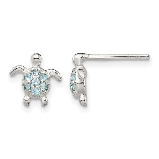 Sterling Silver CZ Turtle Post Earrings