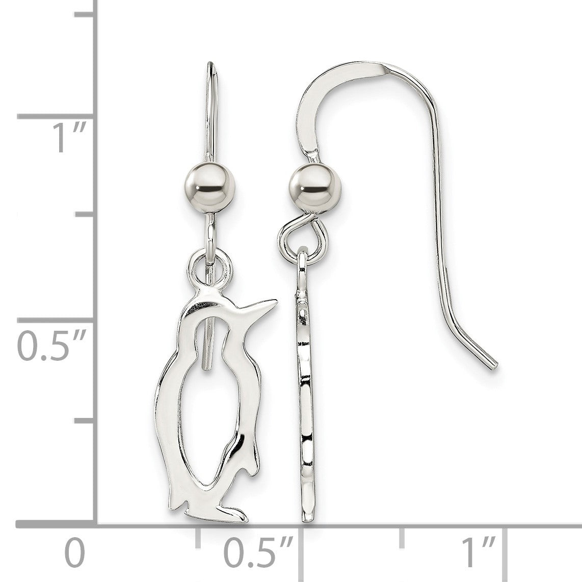 Sterling Silver Penguin Shepherd Hook Earrings