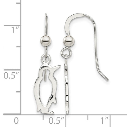 Sterling Silver Penguin Shepherd Hook Earrings