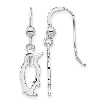 Sterling Silver Penguin Shepherd Hook Earrings