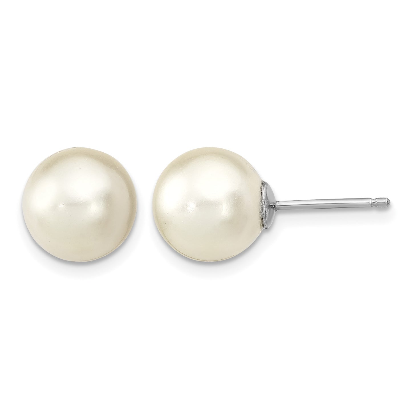 Sterling Silver Rh-pl 10-11mm Wht/Pink Imitation Shell Pearl 3 Earring Set