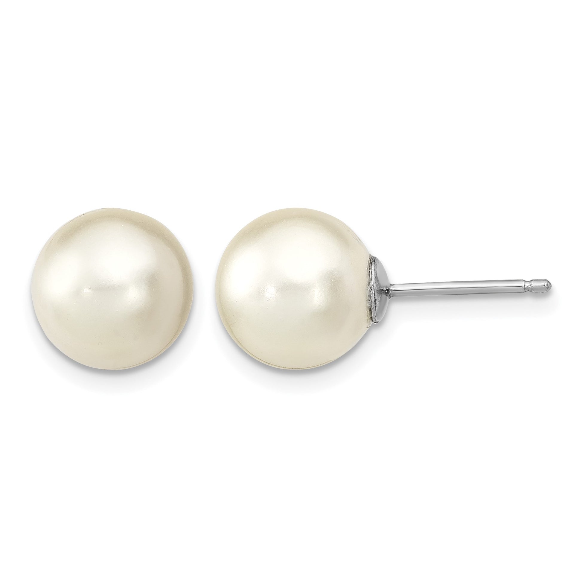 Sterling Silver Rh-pl 10-11mm Wht/Pink Imitation Shell Pearl 3 Earring Set