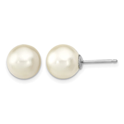 Sterling Silver Rh-pl 10-11mm Wht/Pink Imitation Shell Pearl 3 Earring Set