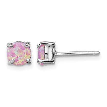 Sterling Silver Rhodium-plated White/Pink/Blue Created Opal Set/3 Earrings
