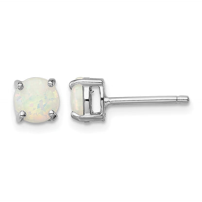 Sterling Silver Rhodium-plated White/Pink/Blue Created Opal Set/3 Earrings