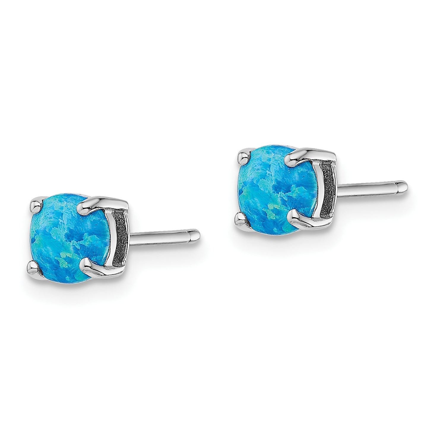 Sterling Silver Rhodium-plated White/Pink/Blue Created Opal Set/3 Earrings