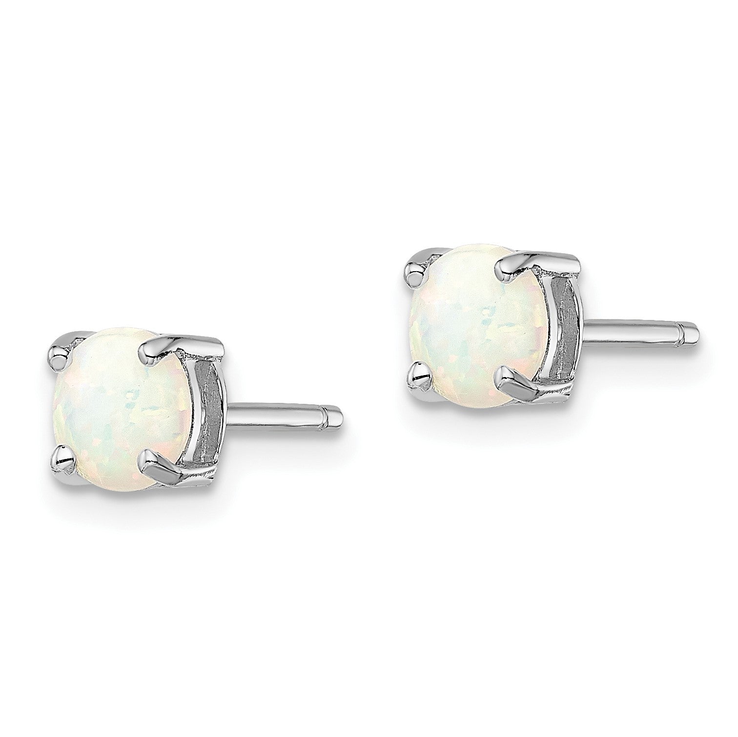 Sterling Silver Rhodium-plated White/Pink/Blue Created Opal Set/3 Earrings