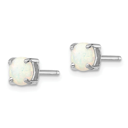 Sterling Silver Rhodium-plated White/Pink/Blue Created Opal Set/3 Earrings