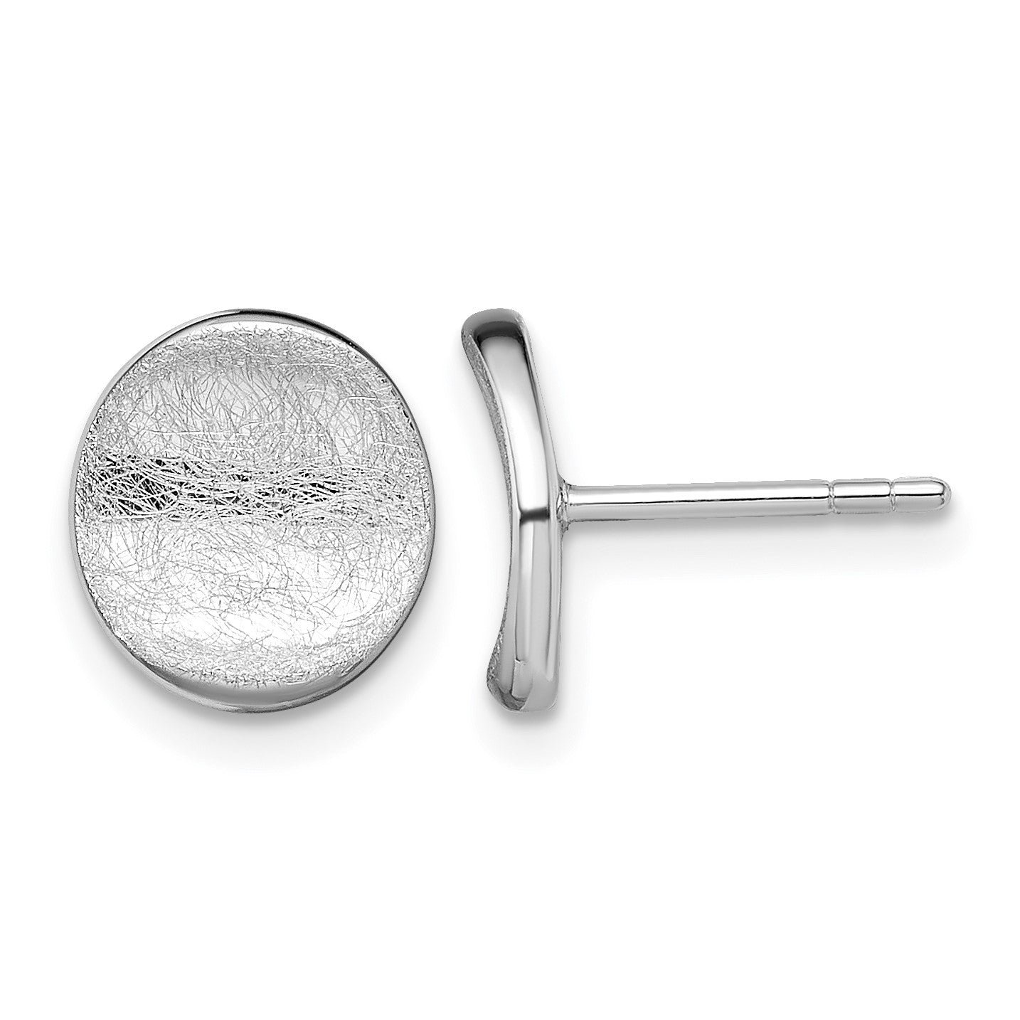 Sterling Silver Rhodium-plated Scratch Finish Post Earrings