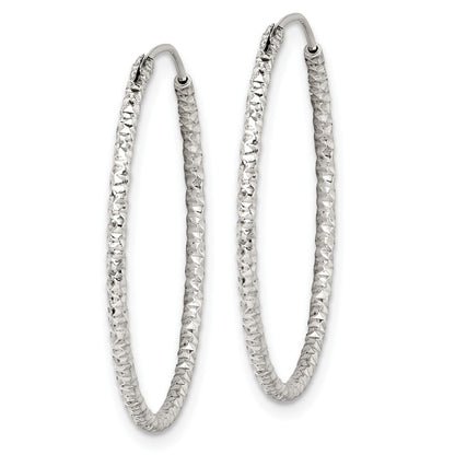 Sterling Silver Diamond Cut 1.5x28mm Endless Hoop Earrings