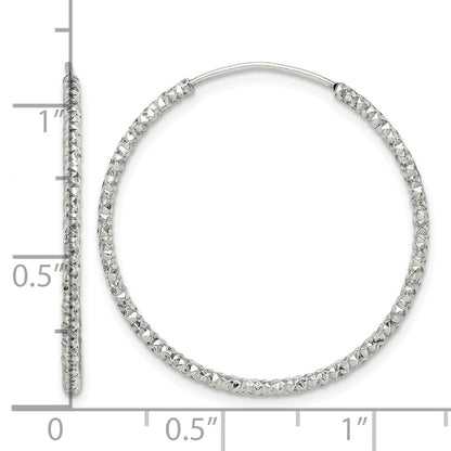 Sterling Silver Diamond Cut 1.5x28mm Endless Hoop Earrings