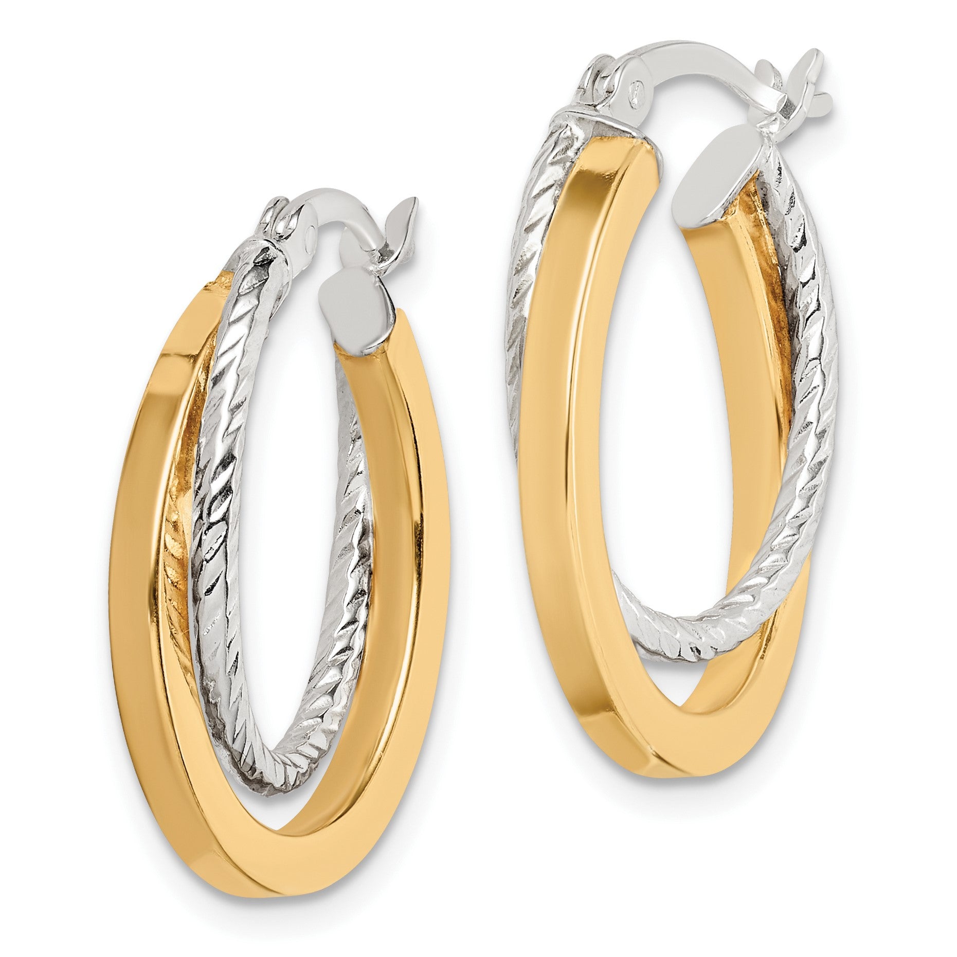 Sterling Silver and Gold-tone Double Hoop Earrings