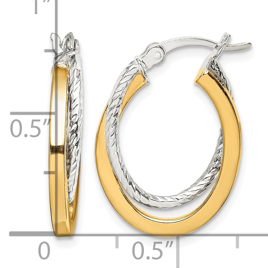 Sterling Silver and Gold-tone Double Hoop Earrings