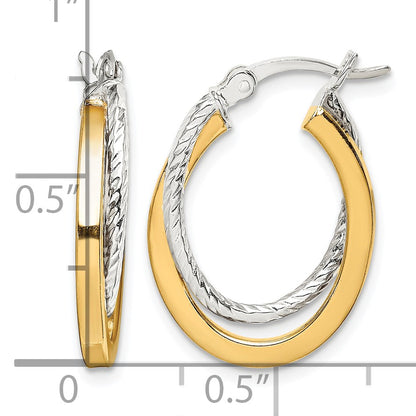 Sterling Silver and Gold-tone Double Hoop Earrings