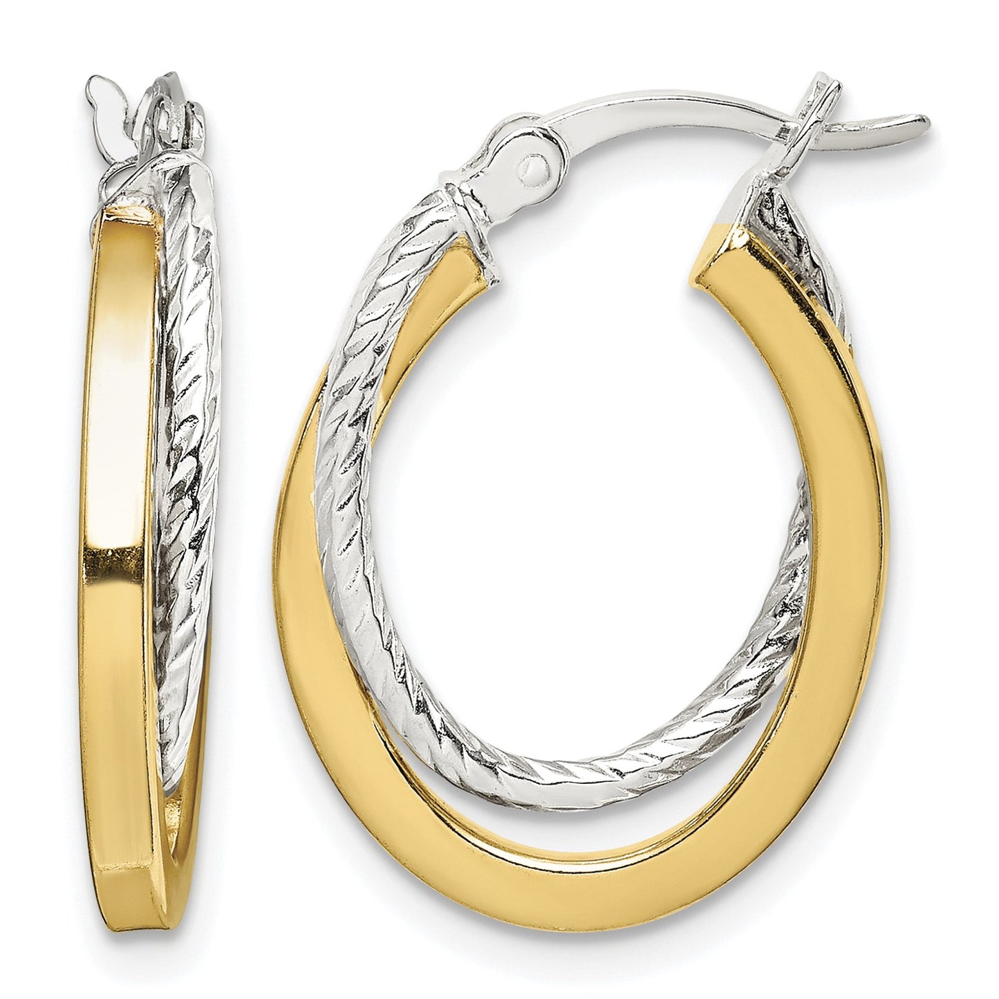 Sterling Silver and Gold-tone Double Hoop Earrings