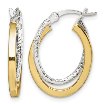 Sterling Silver and Gold-tone Double Hoop Earrings