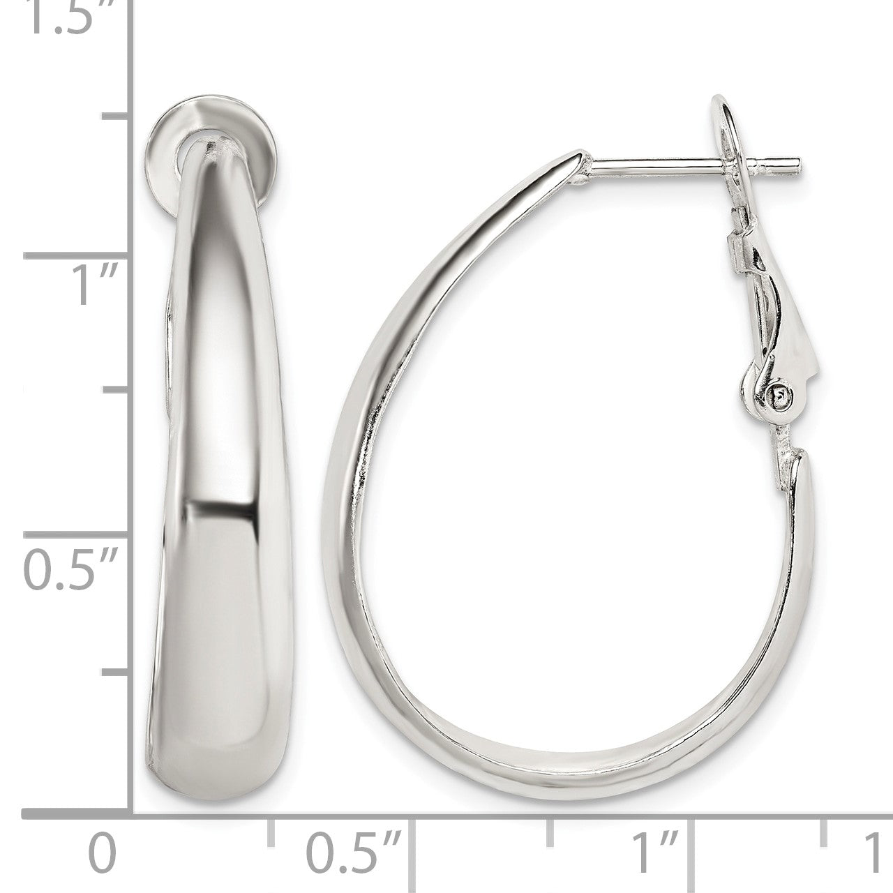 Sterling Silver Polished Omega Back Hoop Earrings