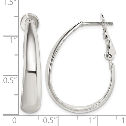 Sterling Silver Polished Omega Back Hoop Earrings