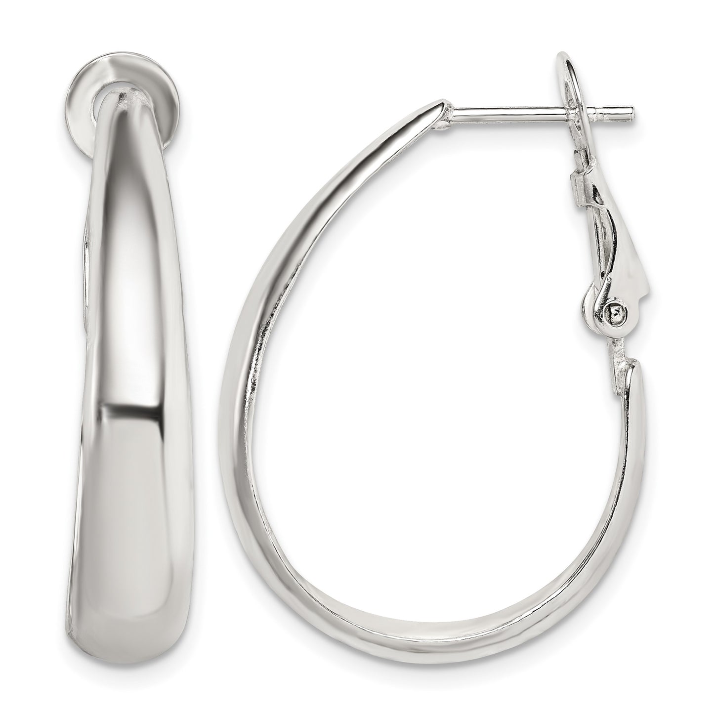 Sterling Silver Polished Omega Back Hoop Earrings