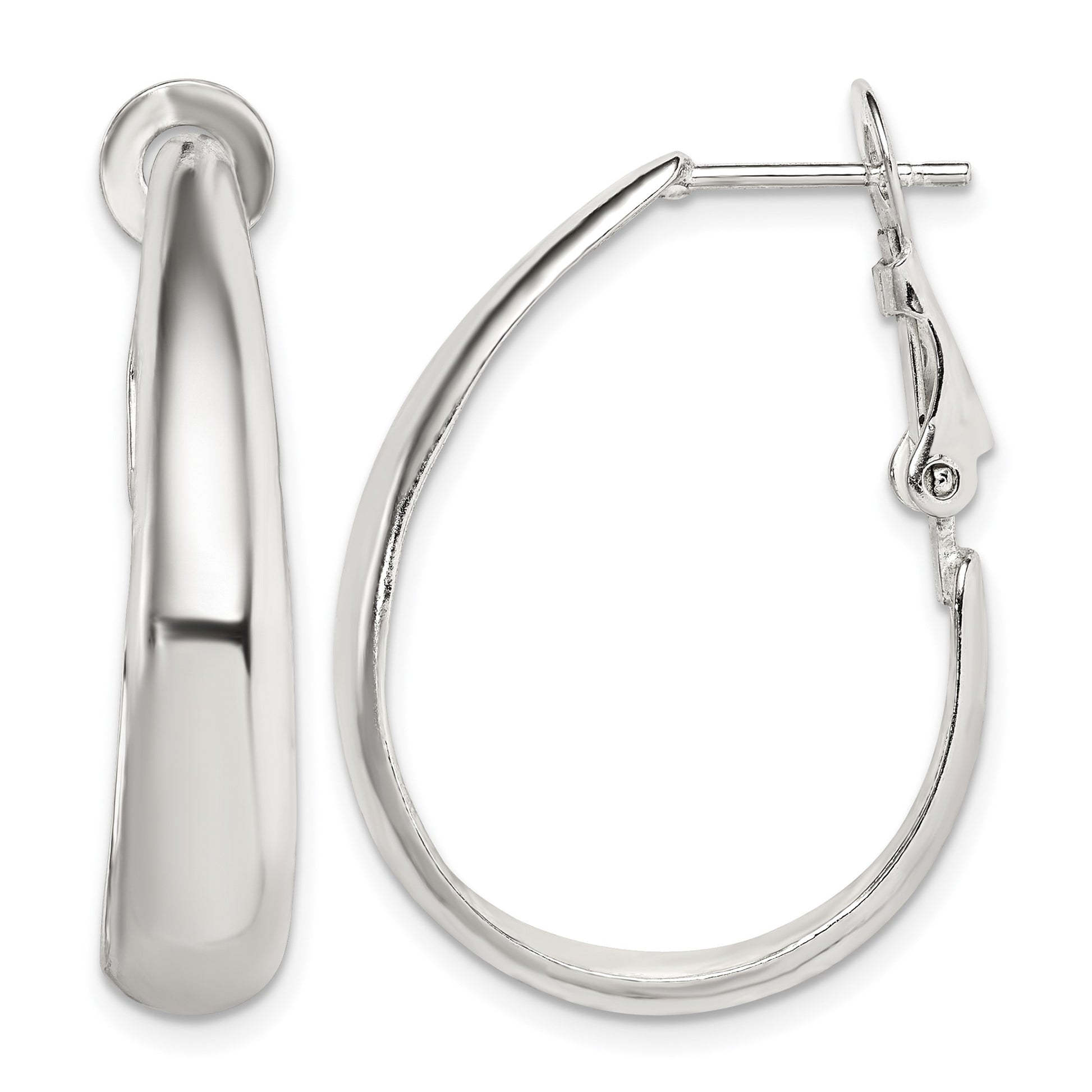 Sterling Silver Polished Omega Back Hoop Earrings