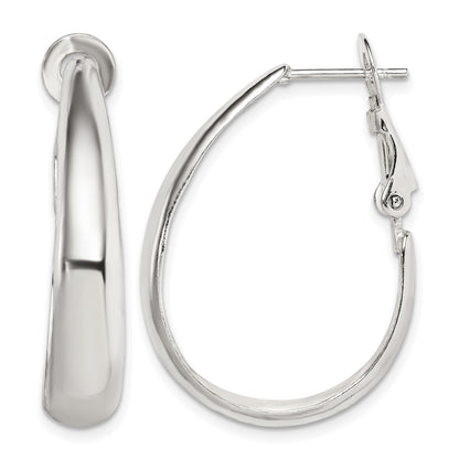 Sterling Silver Polished Omega Back Hoop Earrings