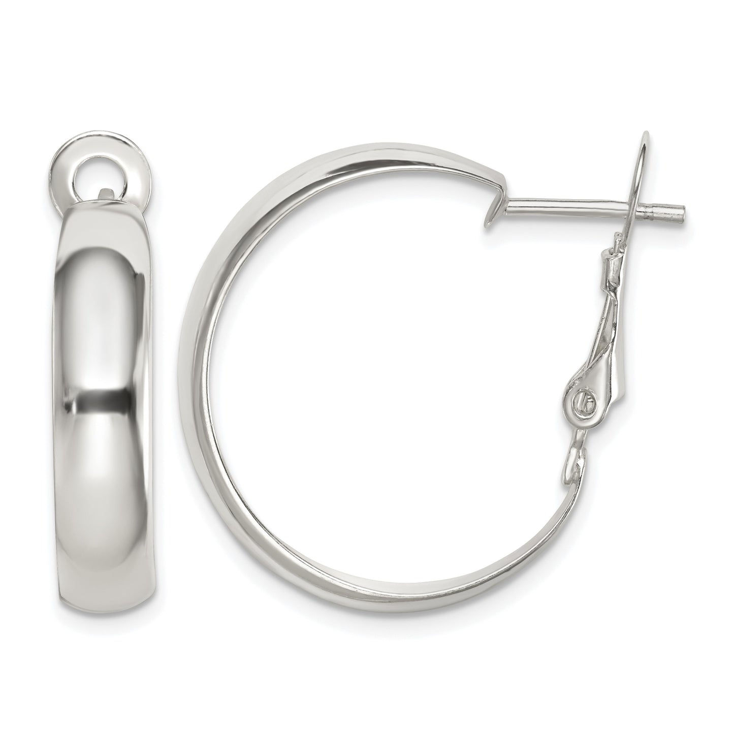 Sterling Silver Polished 6mm Omega Back Hoop Earrings