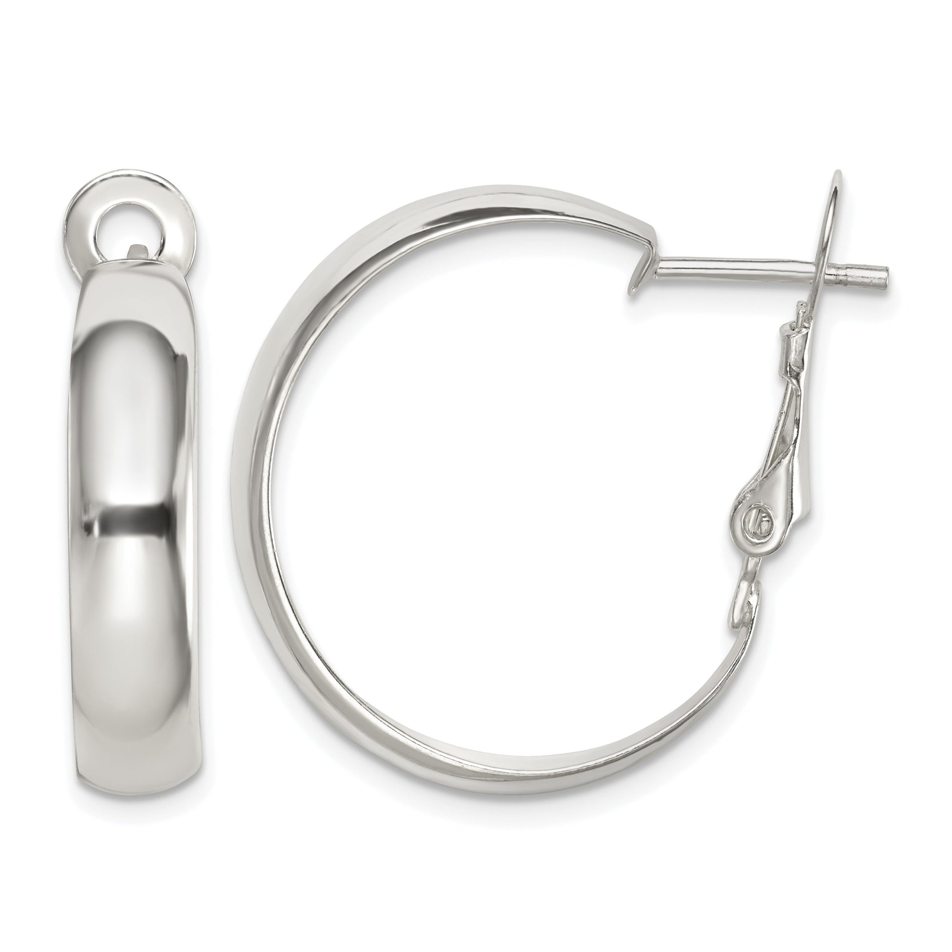 Sterling Silver Polished 6mm Omega Back Hoop Earrings