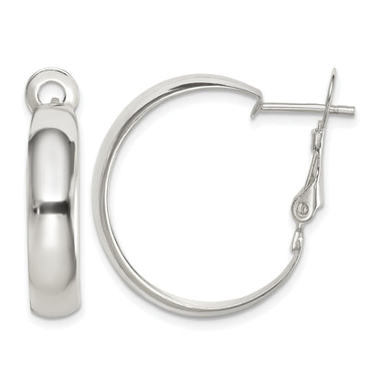 Sterling Silver Polished 6mm Omega Back Hoop Earrings