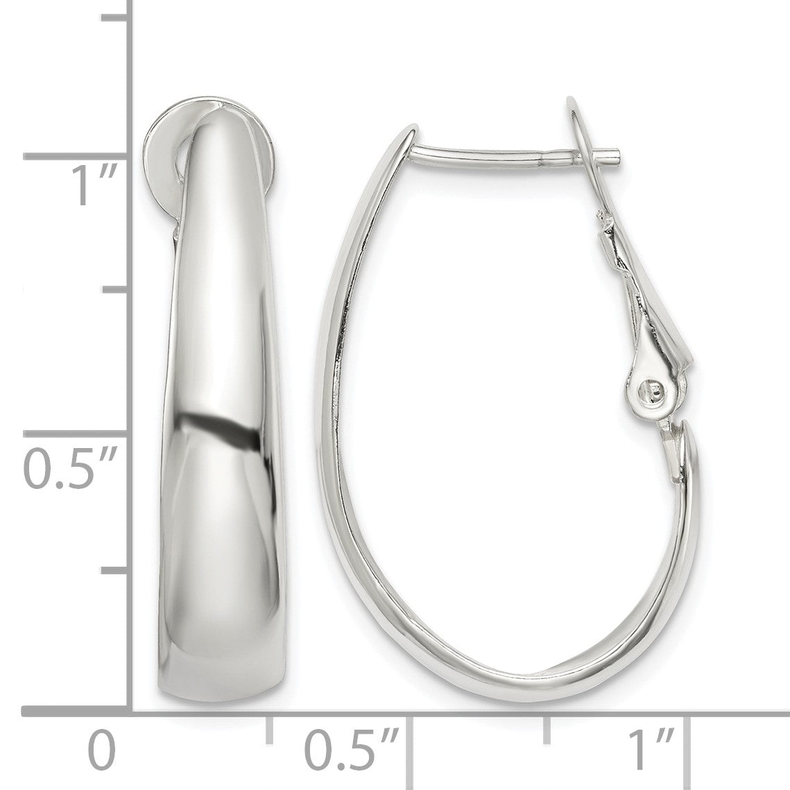 Sterling Silver Polished Omega Back Hoop Earrings