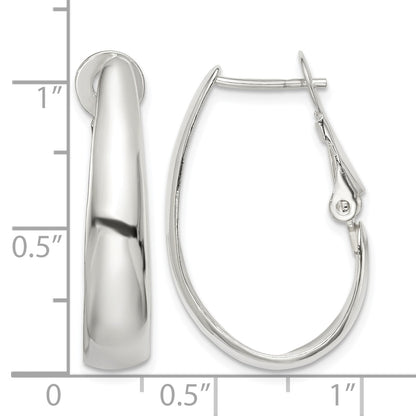 Sterling Silver Polished Omega Back Hoop Earrings