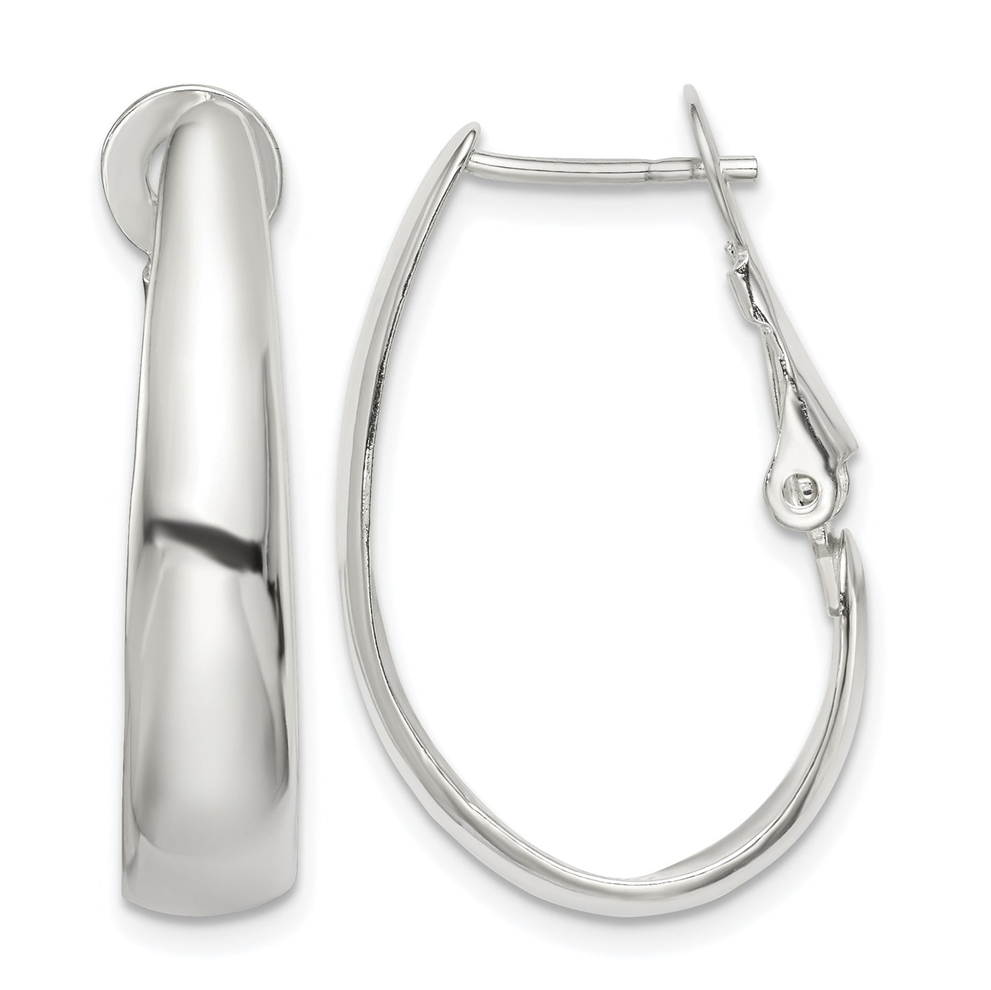 Sterling Silver Polished Omega Back Hoop Earrings
