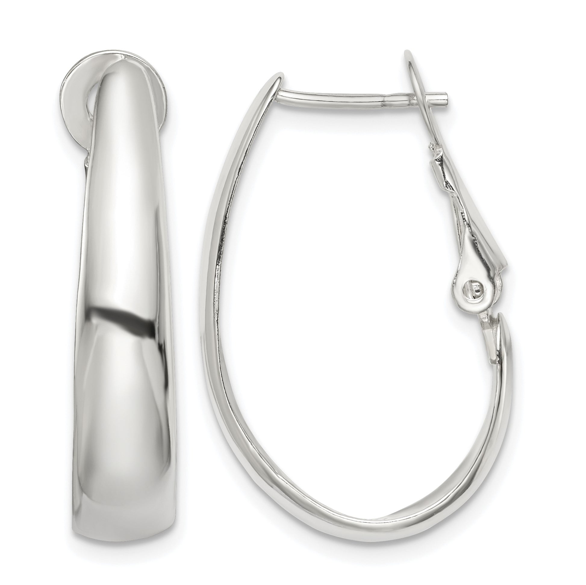 Sterling Silver Polished Omega Back Hoop Earrings