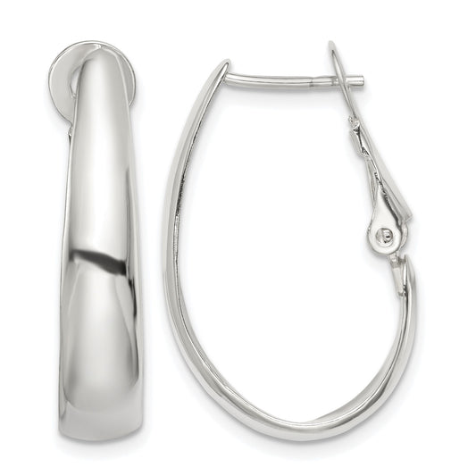Sterling Silver Polished Omega Back Hoop Earrings