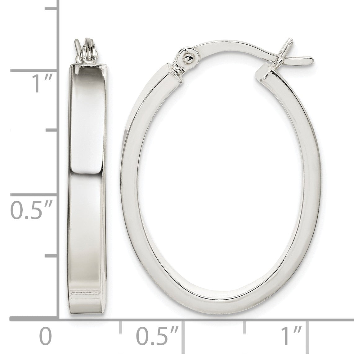 Sterling Silver Polished 4mm Oval Hoop Earrings
