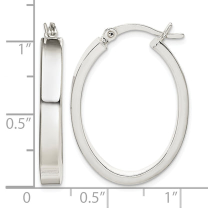 Sterling Silver Polished 4mm Oval Hoop Earrings