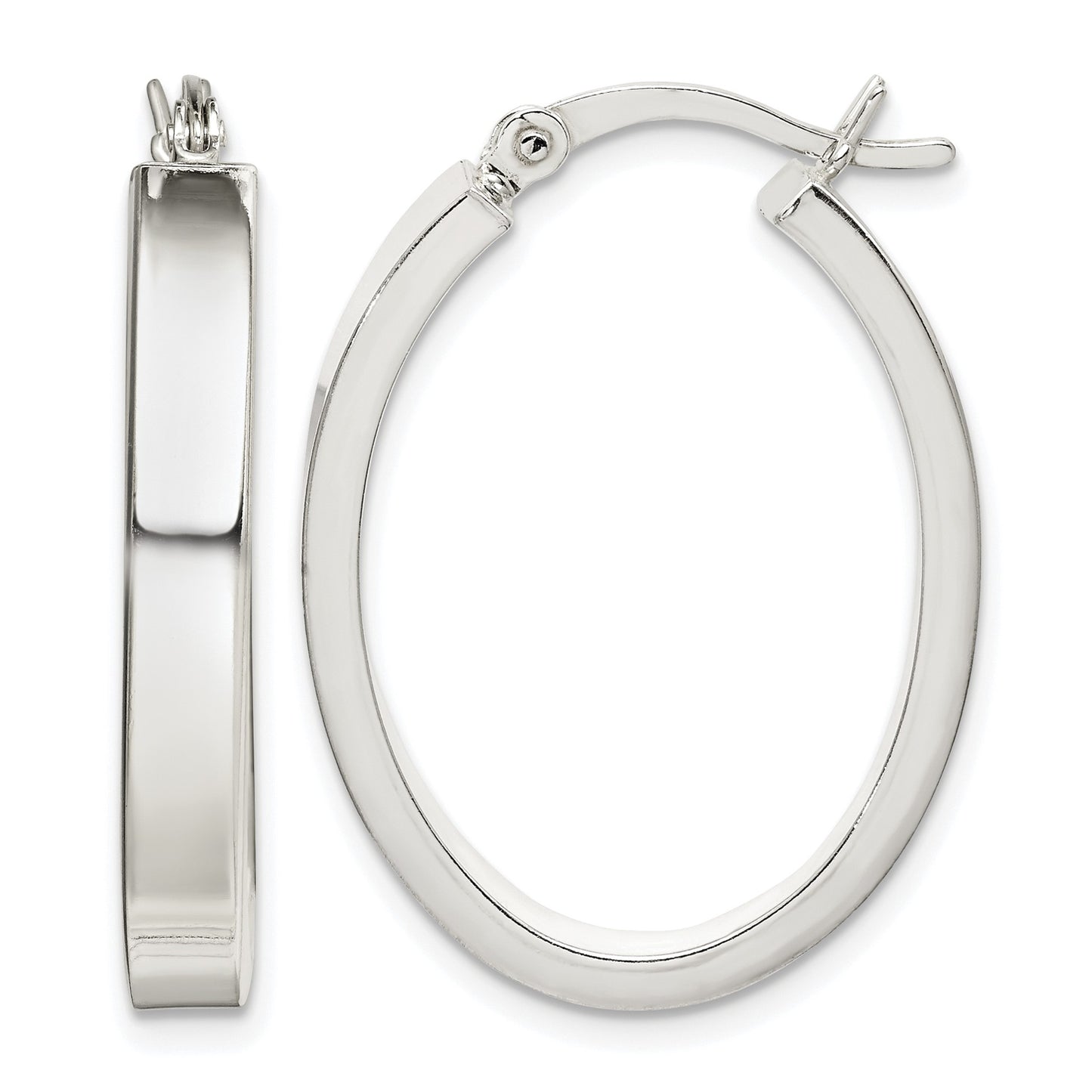 Sterling Silver Polished 4mm Oval Hoop Earrings